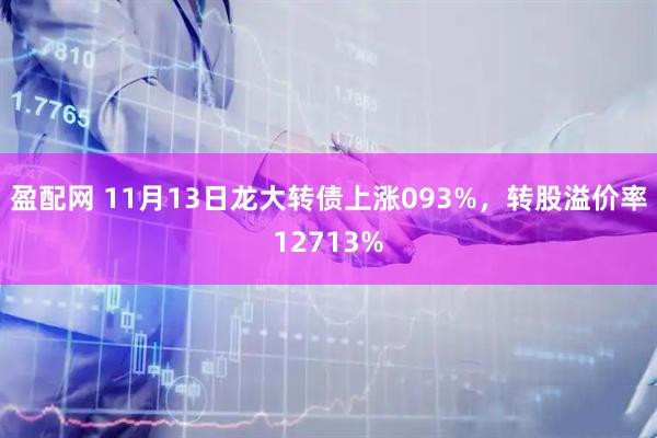 盈配网 11月13日龙大转债上涨093%，转股溢价率12713%
