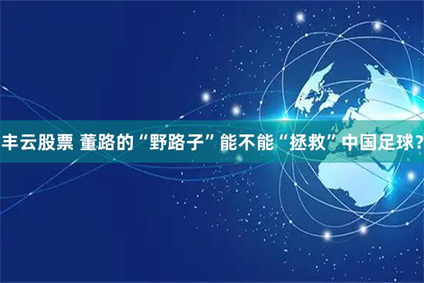 丰云股票 董路的“野路子”能不能“拯救”中国足球？